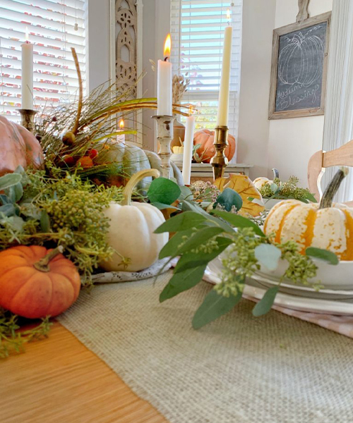 Natural elements and harvest decor